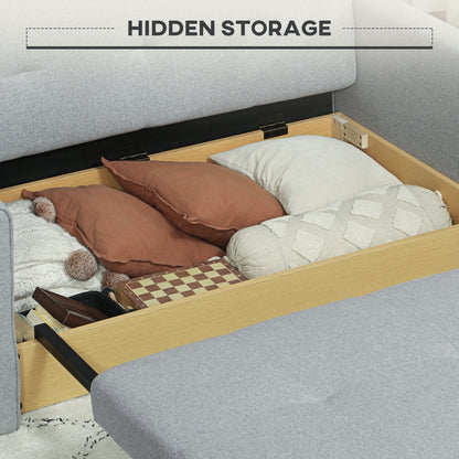 2 Seater Sofa Bed Convertible Bed Settee w/ 2 Cushions Light Grey