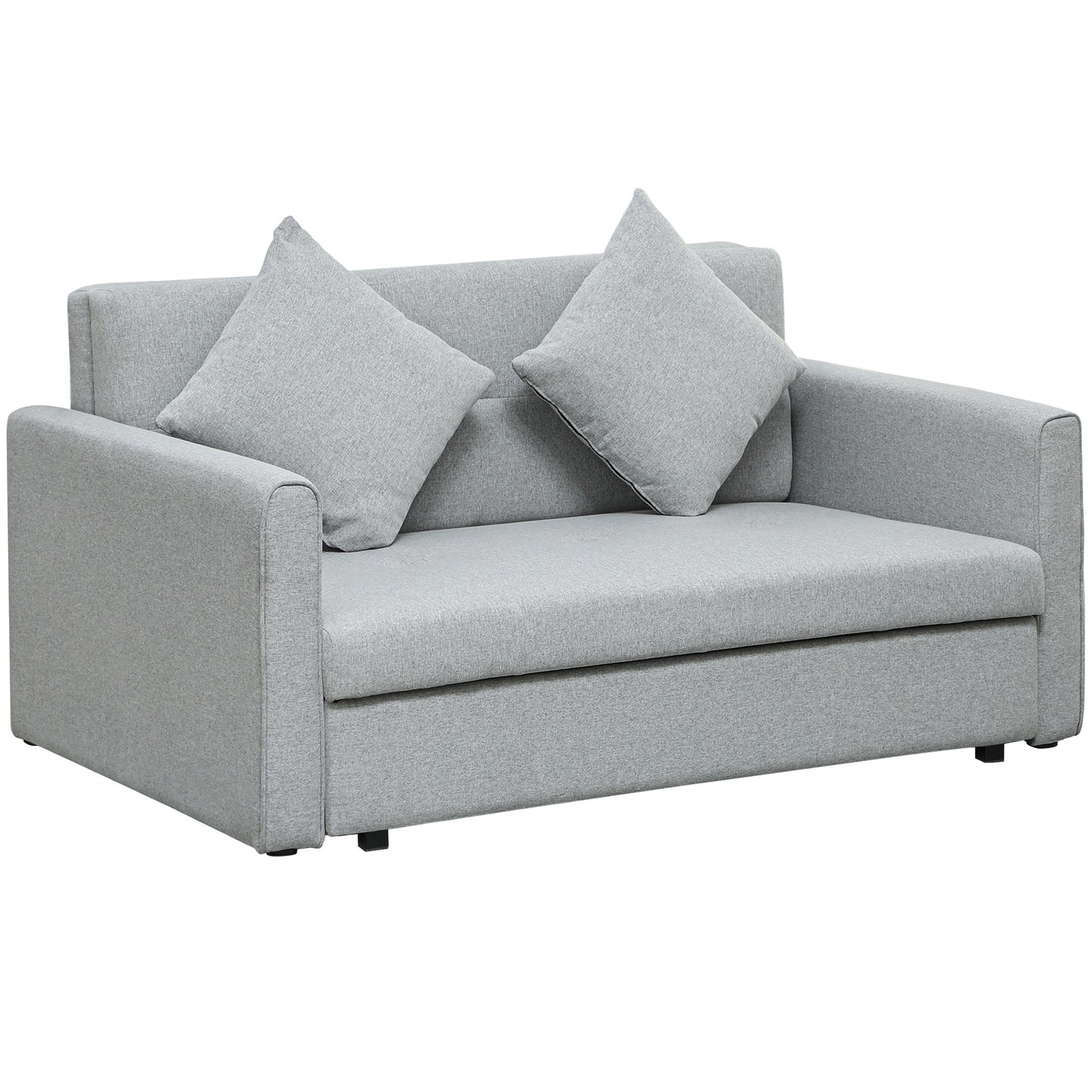 2 Seater Sofa Bed Convertible Bed Settee w/ 2 Cushions Light Grey