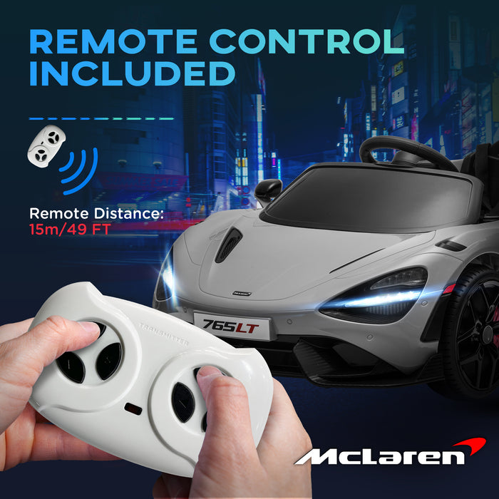 McLaren 765LT Licensed 12V Kids Ride on Car w/ MP3 Music Grey