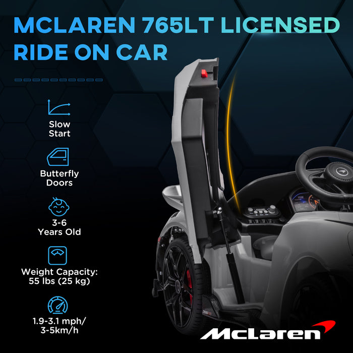 McLaren 765LT Licensed 12V Kids Ride on Car w/ MP3 Music Grey