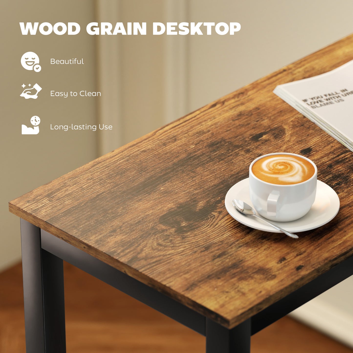 Bar Table Coffee Table with Adjustable Footpads for Breakfast Dining