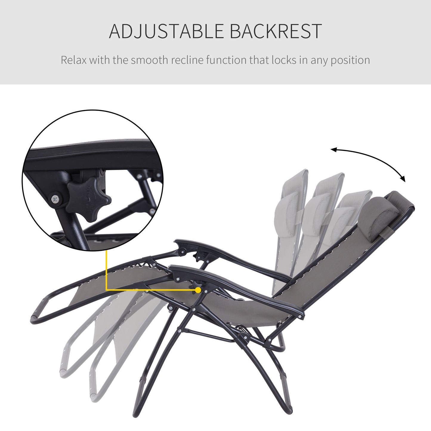Zero Gravity Chair, Reclining Lounger w/ Pillow Grey