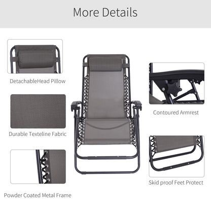 Zero Gravity Chair, Reclining Lounger w/ Pillow Grey