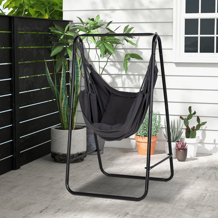 Hammock Chair with Stand, Hammock Swing Chair with Cushion, Grey