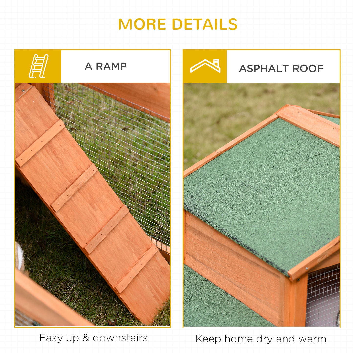 Rabbit Hutch, Guinea Pig Hutch Outdoor Wooden House w/ Run, Green