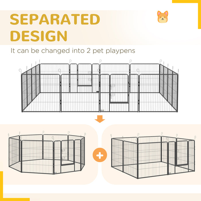 16 Panels Heavy Duty Puppy Playpen, for Small and Medium Dogs, Indoor and Outdoor Use - Grey