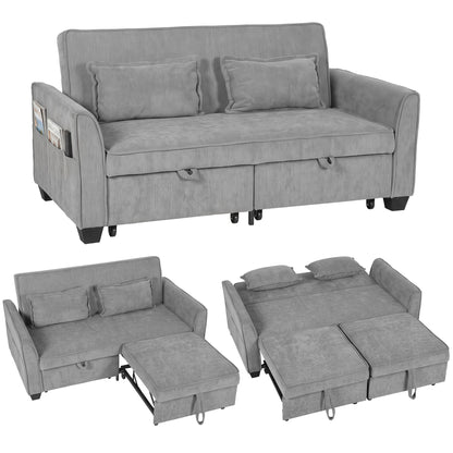 2 Seater Sofa Bed, 4-in-1 Convertible Pull Out Sleeper Sofa, Grey