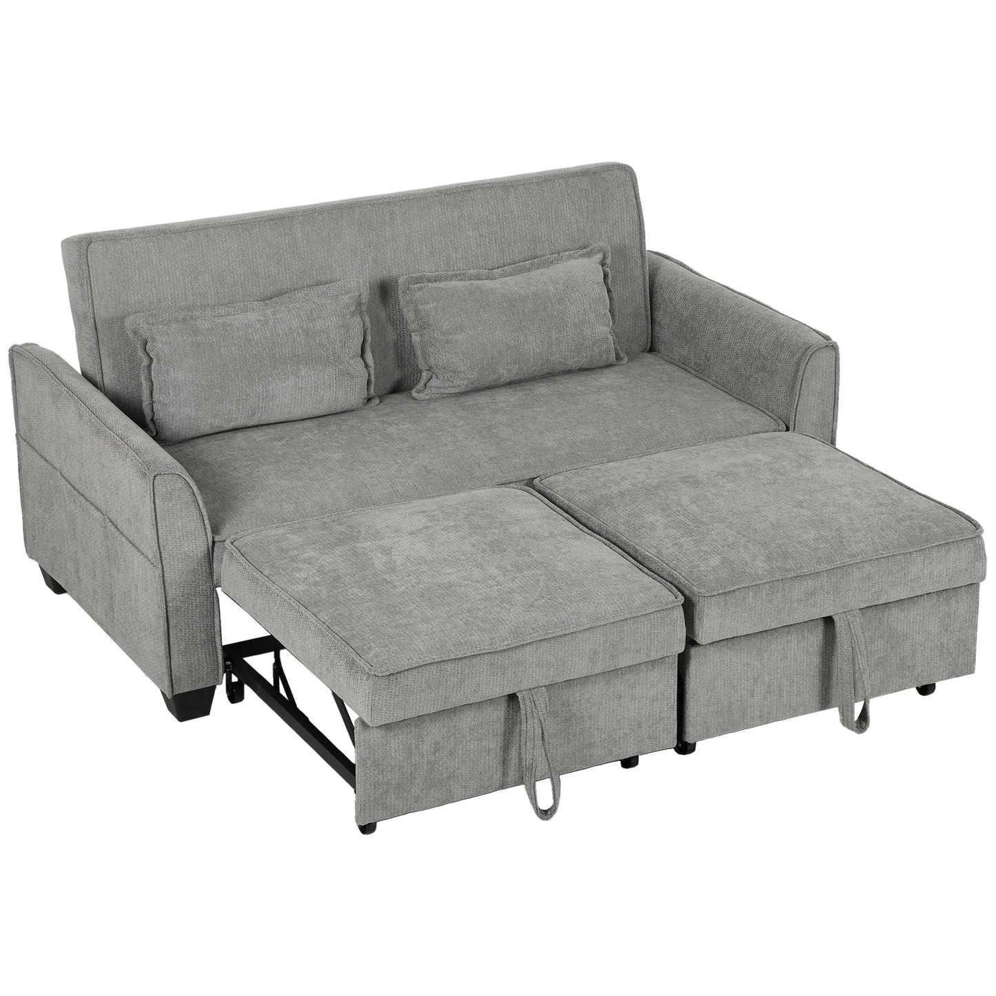 2 Seater Sofa Bed, 4-in-1 Convertible Pull Out Sleeper Sofa, Grey