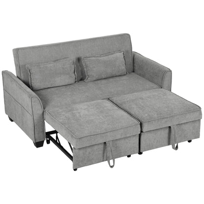 2 Seater Sofa Bed, 4-in-1 Convertible Pull Out Sleeper Sofa, Grey