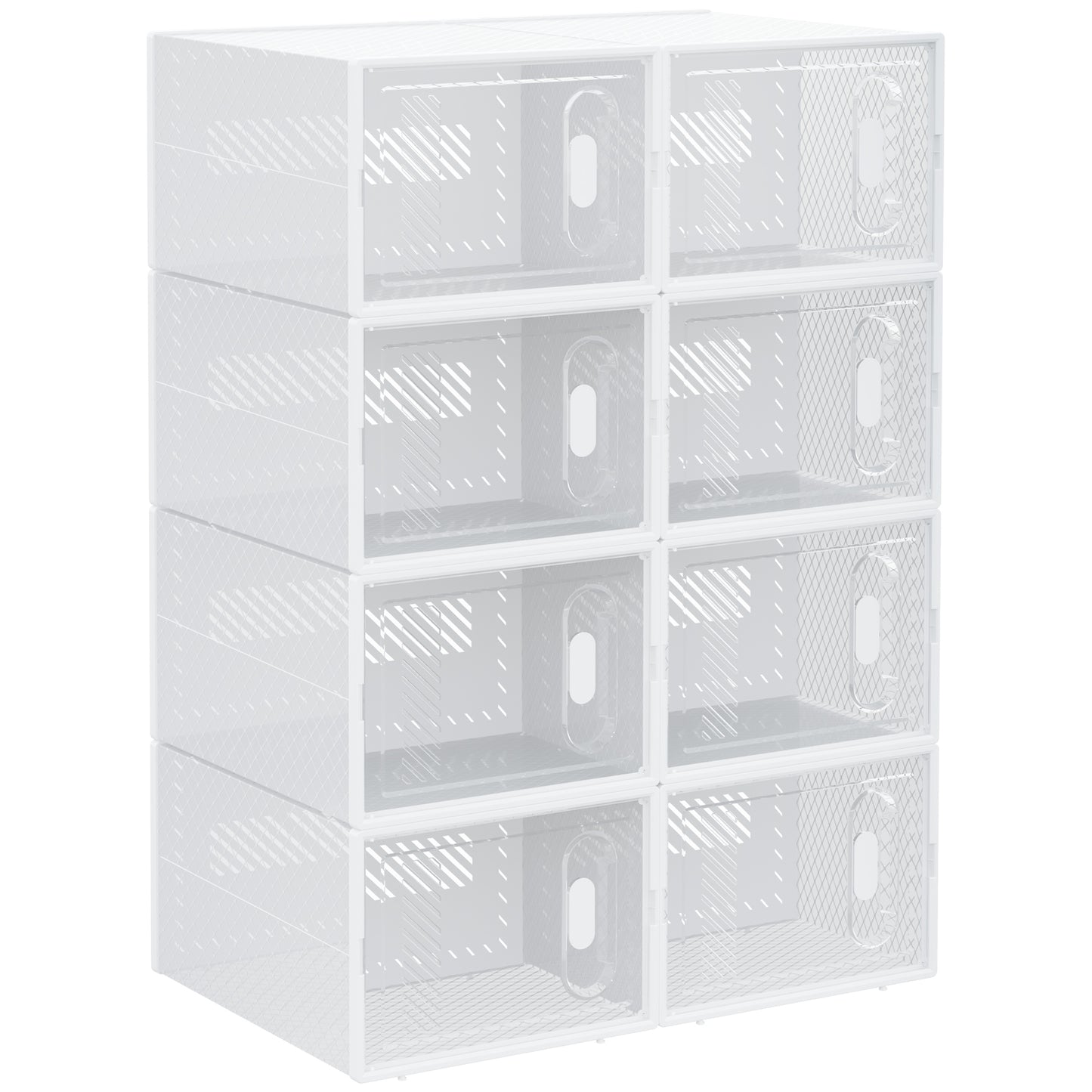 8PCS Stackable Clear Plastic Shoe Storage Box for UK/EU Size 8.5/43