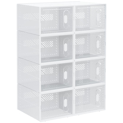 8PCS Stackable Clear Plastic Shoe Storage Box for UK/EU Size 8.5/43
