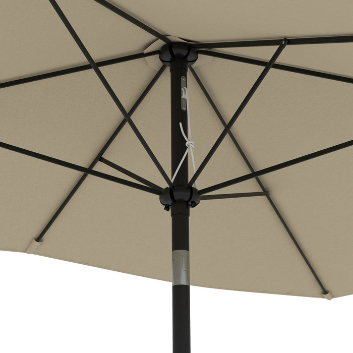 2 x 3(m) Garden Parasol Umbrella, Rectangular Market Umbrella Sun Shade w/ Crank & Push Button Tilt, 6 Ribs, Aluminium Pole, Cream