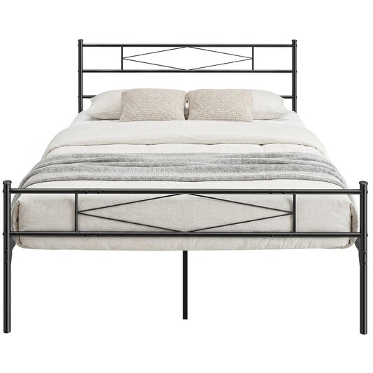 5ft King Bed Frame with Headboard and Footboard, Metal Platform Bed Frame with 32 cm Underbed Storage, Steel Slat Support, Noise-Free, No Box Spring Needed, Easy Assembly, Black
