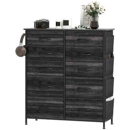 Fabric Chest of Drawers, 10 Drawer Dresser for Bedroom, Black