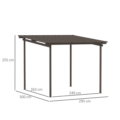 3 x 3(m) Waterproof Metal Pergola Easy to Assemble Lean to Pergola
