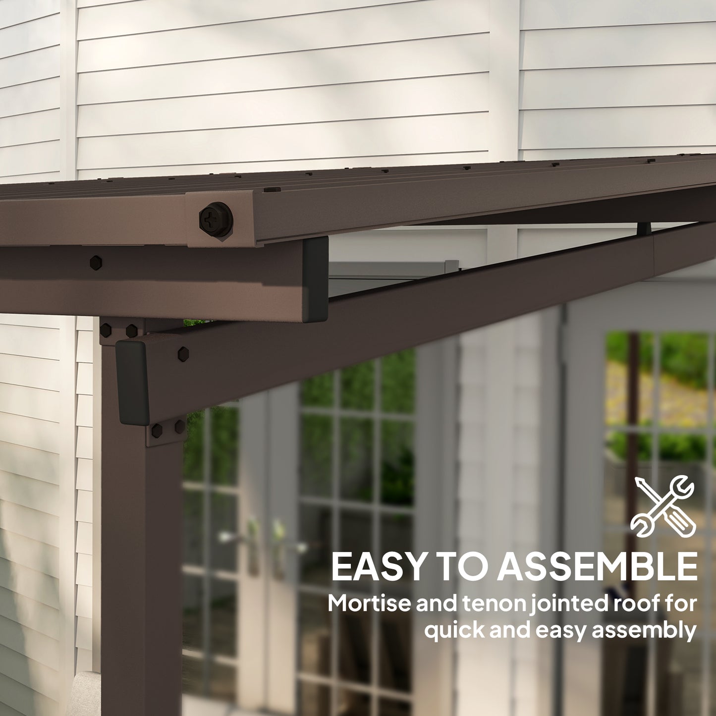 3 x 3(m) Waterproof Metal Pergola Easy to Assemble Lean to Pergola
