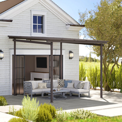 3 x 3(m) Waterproof Metal Pergola Easy to Assemble Lean to Pergola