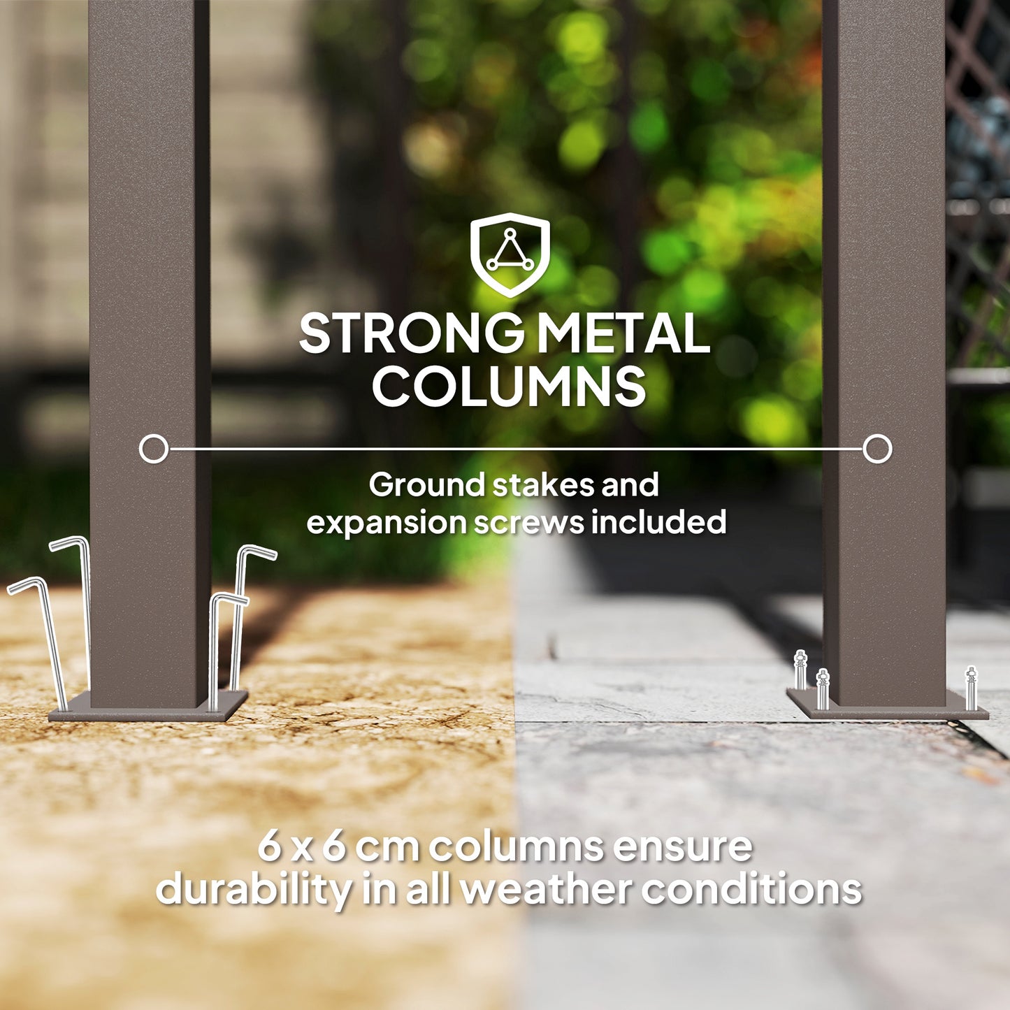 3 x 3(m) Waterproof Metal Pergola Easy to Assemble Lean to Pergola