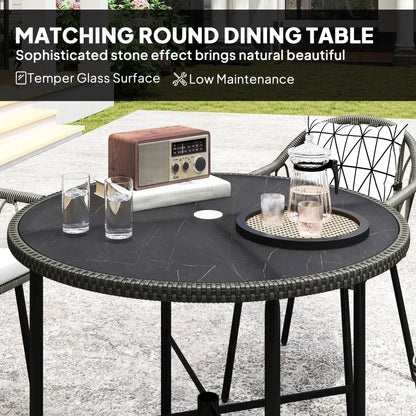 5 Piece Patio Rattan Dining Set w/ Removable Cushions, Grey