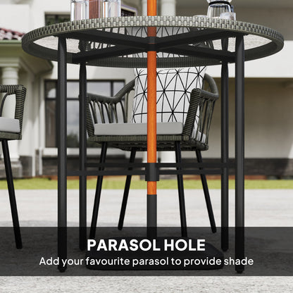 5 Piece Patio Rattan Dining Set w/ Removable Cushions, Grey