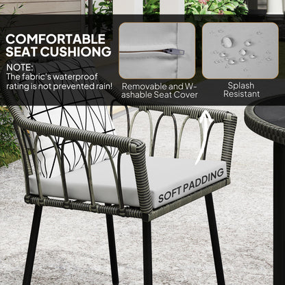 5 Piece Patio Rattan Dining Set w/ Removable Cushions, Grey