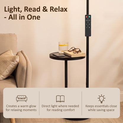 Uplighter Floor Lamp with Table, Dual Light Dimmable Standing Lamp