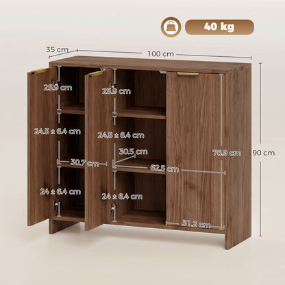 Sideboard with 3 Doors and Adjustable Shelves Kitchen Cupboard Brown