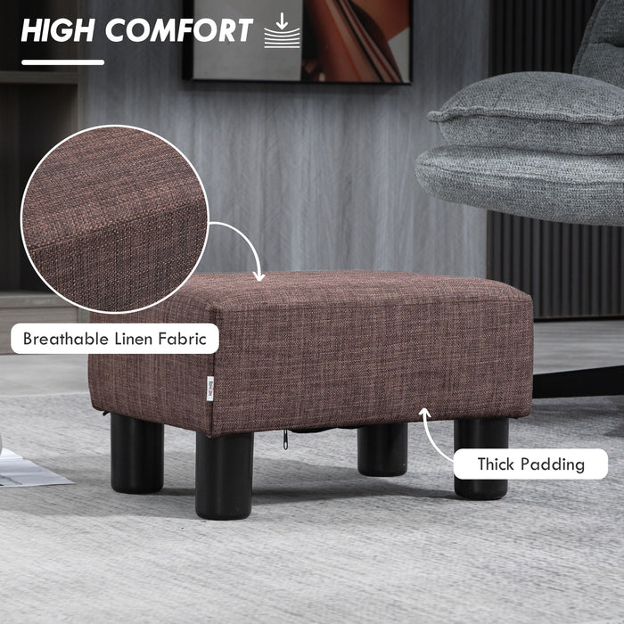 Linen Fabric Footstool Ottoman Cube with 4 Plastic Legs