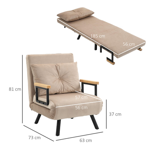 Click Clack Single Chair Bed Settee for Living Room, Guest Room, Beige