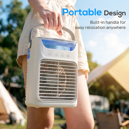 4-in-1 Mini Air Cooler, Portable Air Conditioner for Bedroom, Grey