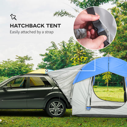 SUV Car Tent for Camping, Waterproof PU2000mm, 5 Man Tailgate Tent, for SUV Van Pickup, 2.4 x 2.1 m, Grey and Blue