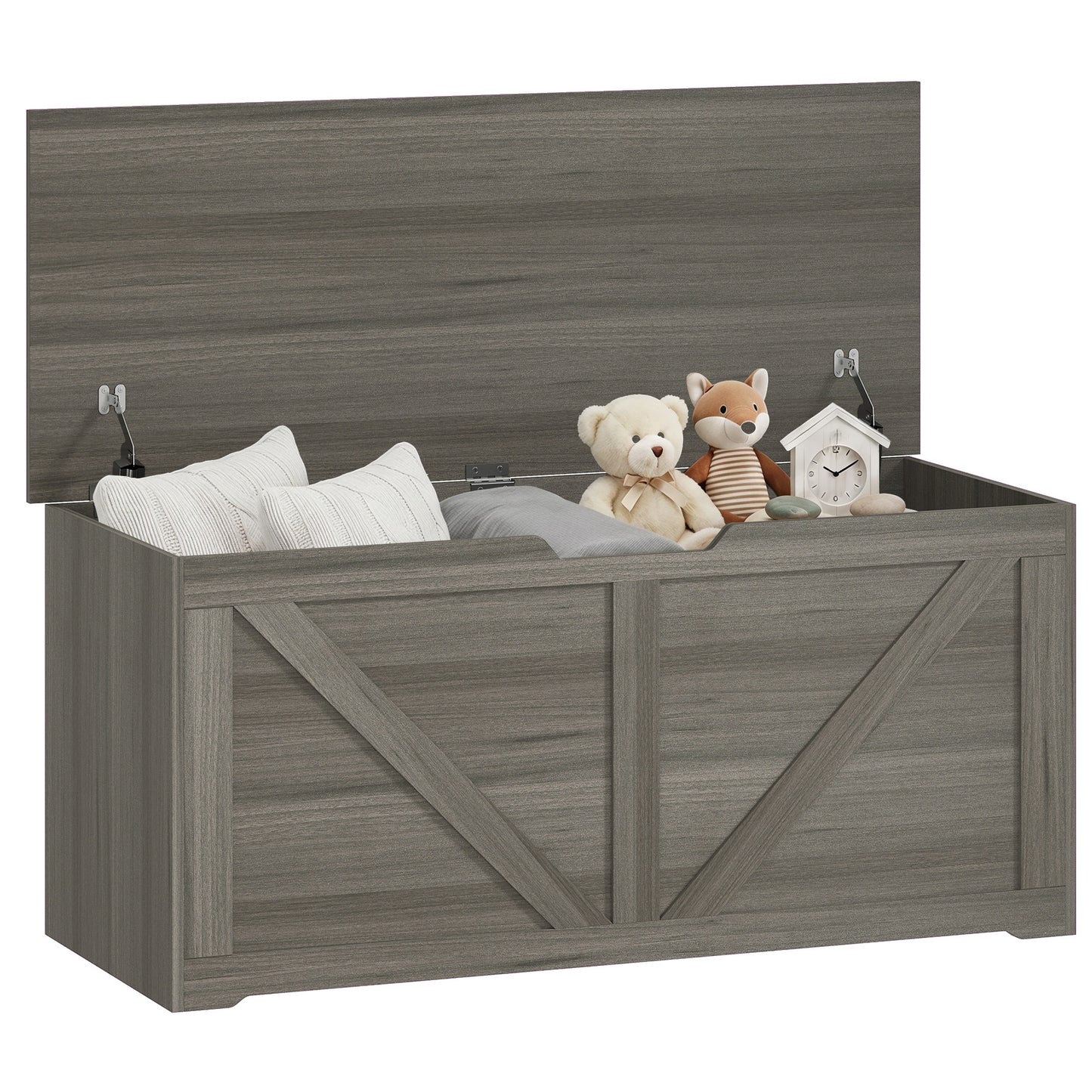 Storage Trunk for Living Room, with Safety Hinges, 100cm, Dark Grey