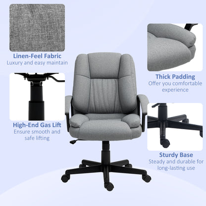 Swivel Executive Office Chair Mid Back Chair w/ Arm, Grey