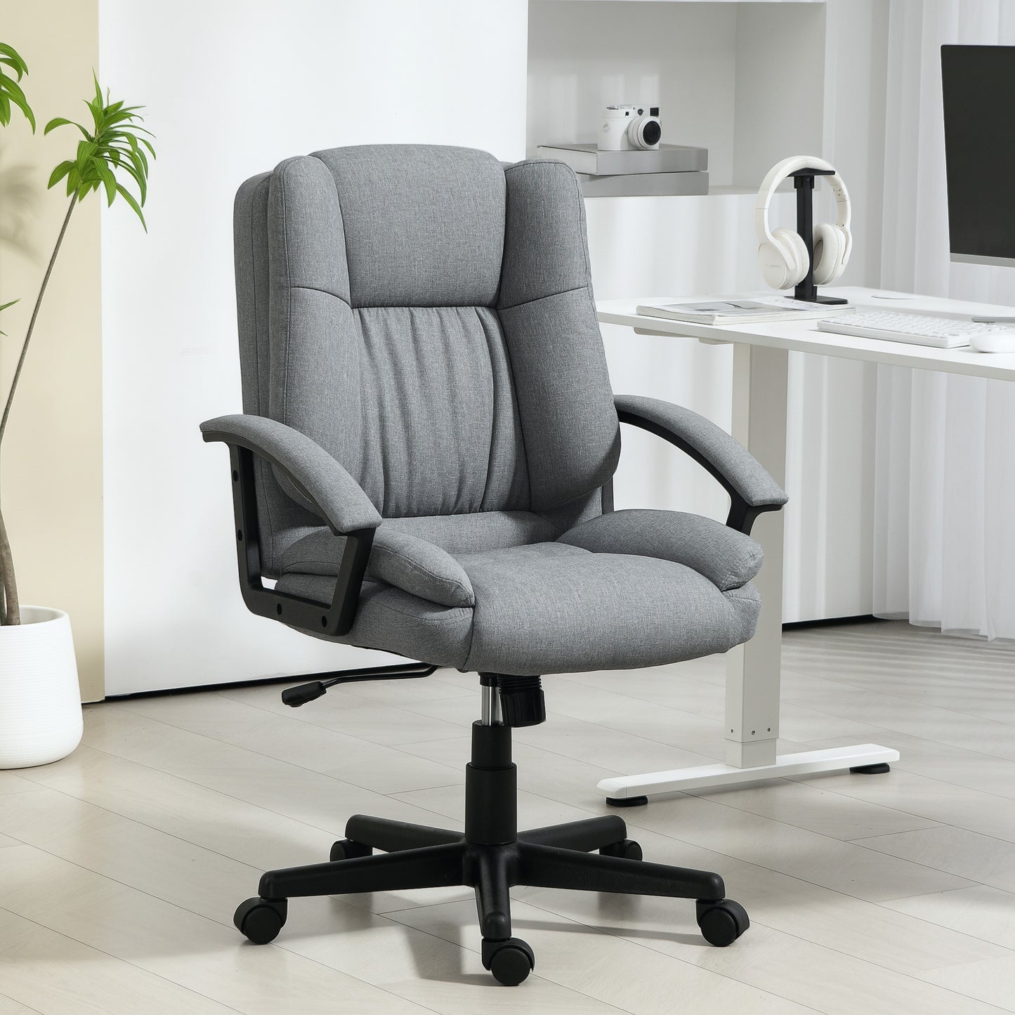 Swivel Executive Office Chair Mid Back Chair w/ Arm, Grey