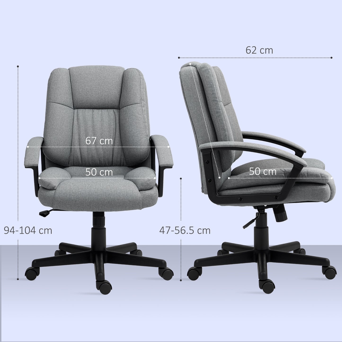 Swivel Executive Office Chair Mid Back Chair w/ Arm, Grey