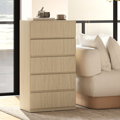 Bedroom Chest of Drawers, 5 Drawers Dresser, Drawer Unit, Natural