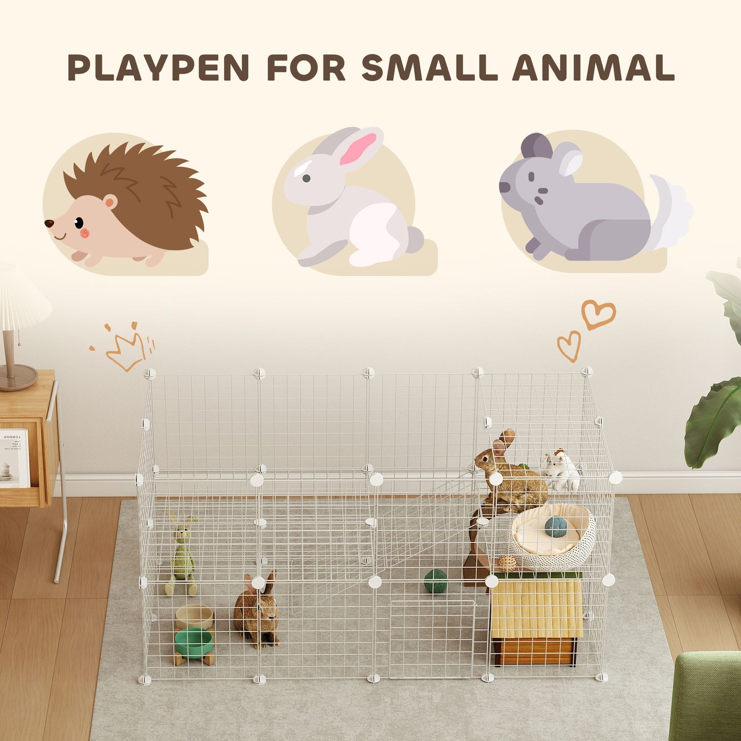 DIY Pet Playpen 36 Panel for Rabbit Chinchilla Hedgehog, White