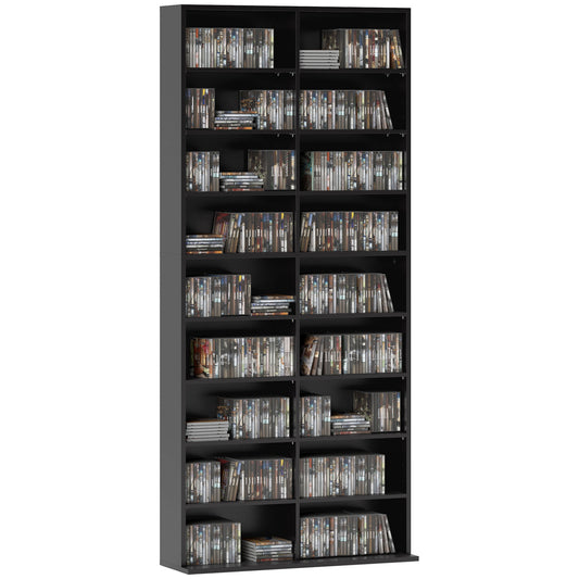 640 CD Storage Unit 360 DVD Storage Tower w/ 18 Compartments Black