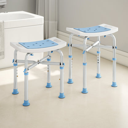 Adjustable Shower Stool with Foot Pads for Elderly, Light Blue