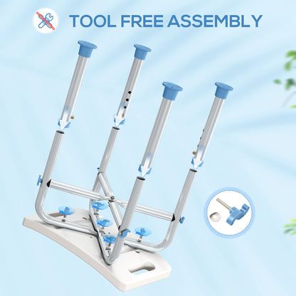 Adjustable Shower Stool with Foot Pads for Elderly, Light Blue