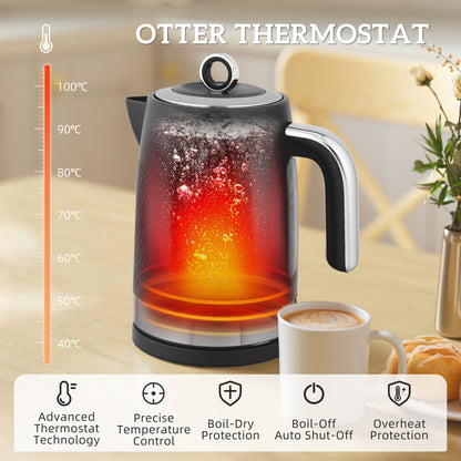 Kettle and Toaster Set with 3000W Rapid Boil, 4 Slice Toaster, Black