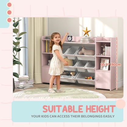 Kids Toy Storage Organiser with 8 Removable Storage Bins, Pink
