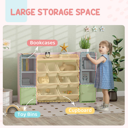 Kids Toy Storage Organiser with 8 Removable Storage Bins, Pink