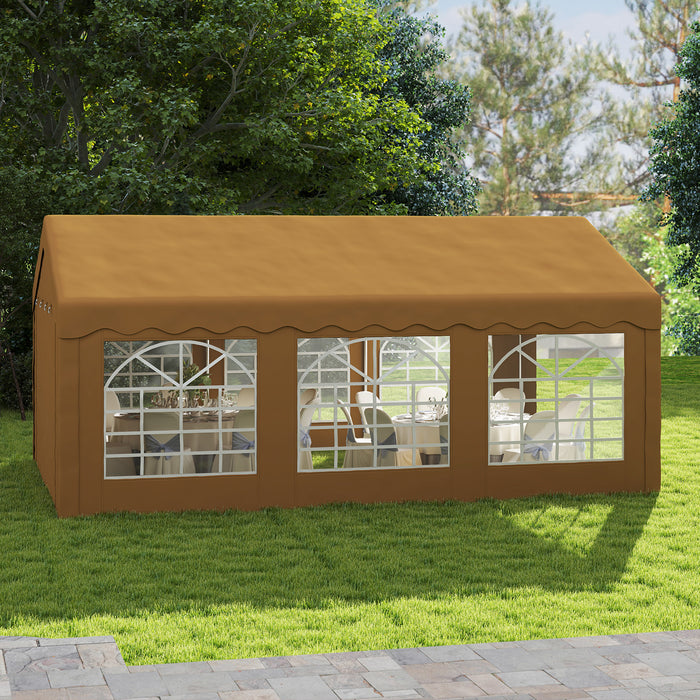 6m Garden Gazebo Carport Shelter w/ Removable Sidewalls, Yellow