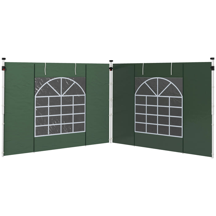 Gazebo Side Panels, 2 Pack Sides Replacement, for 3x3(m) or 3x6m Pop Up Gazebo, with Windows and Doors, Green