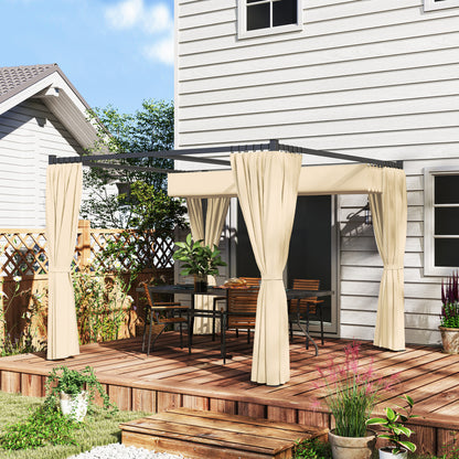 3 x 3(m) Pergola with Retractable Roof and Curtains, Khaki