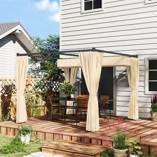 3 x 3(m) Pergola with Retractable Roof and Curtains, Khaki