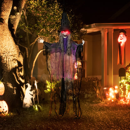 Voice Activated Halloween Animatronics Hanging Witch, Purple