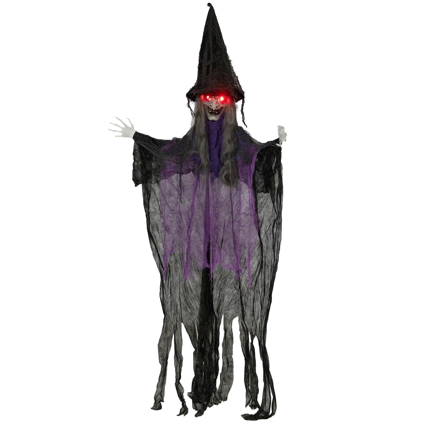 Voice Activated Halloween Animatronics Hanging Witch, Purple