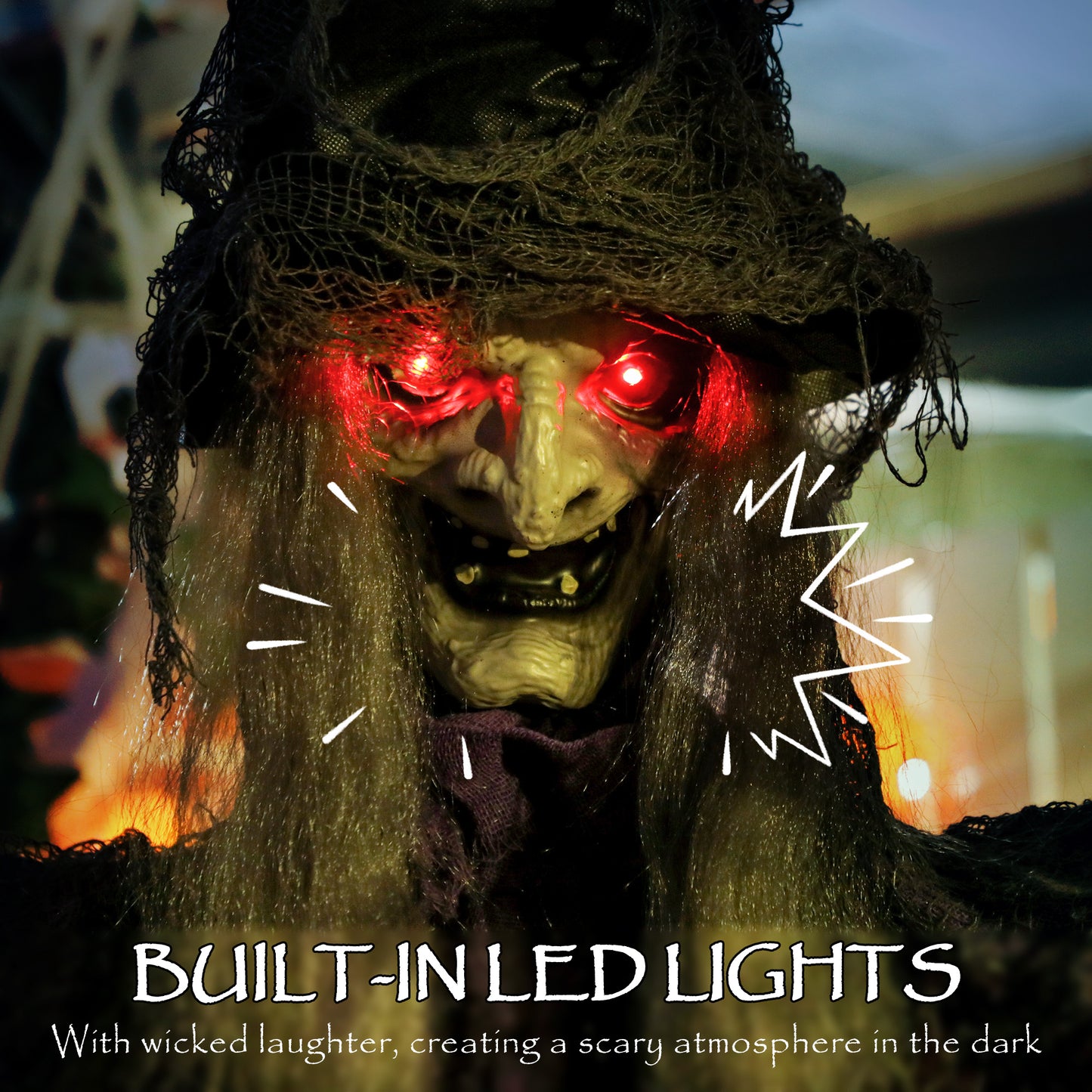 Voice Activated Halloween Animatronics Hanging Witch, Purple